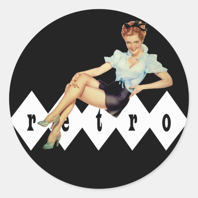 Retro Pinup Classic Round Sticker (Front)