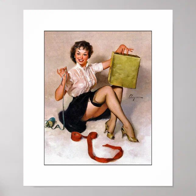 Gil Elvgren Pin-Up Girl Poster – 'Tire Quick Change' 11x14 Inch Vintage Reprint
