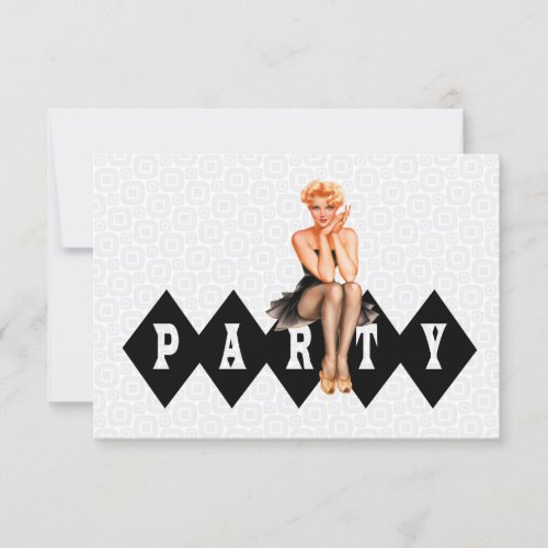 Retro Pinup Girl Birthday Party V2 Invitation