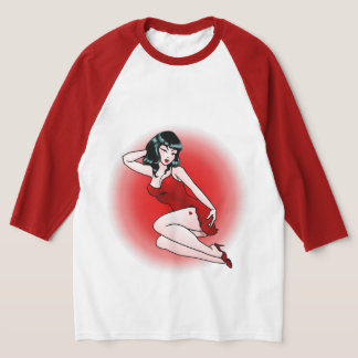 Retro Pinup Girl Jersey Women'sTattoo Ladies Shirt