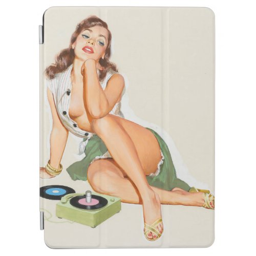 Retro pinup girl listening to music iPad air cover