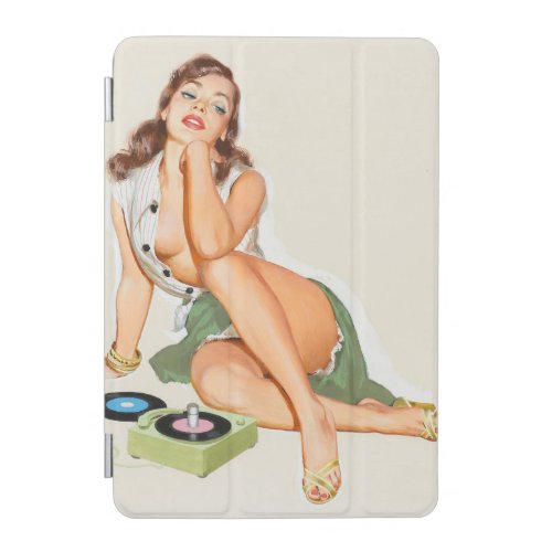 Retro pinup girl listening to music iPad mini cover