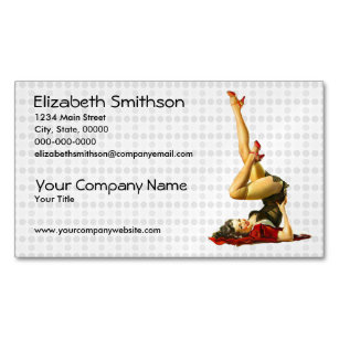 Retro Pinup Girl Magnetic Business Card