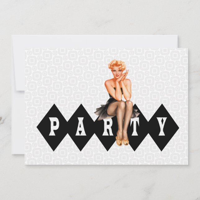 Retro Pinup Girl Party Invitation (Front)