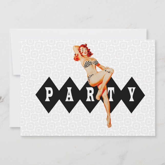 Retro Pinup Girl Party Invitation (Front)