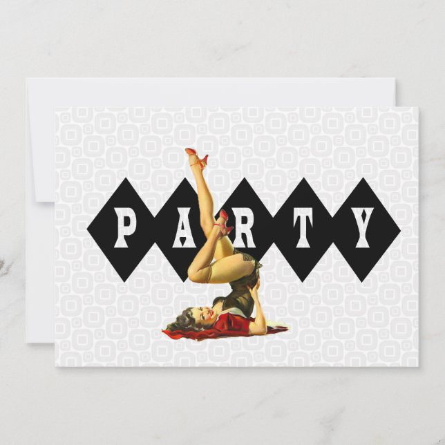 Retro Pinup Girl Party Invitation (Front)