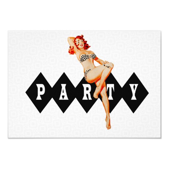 Retro Pinup Girl Party V2 Card