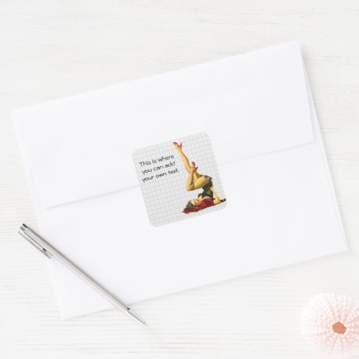Retro Pinup Girl Square Sticker Zazzle Retro Pinup Girl Square Sticker Zazzle