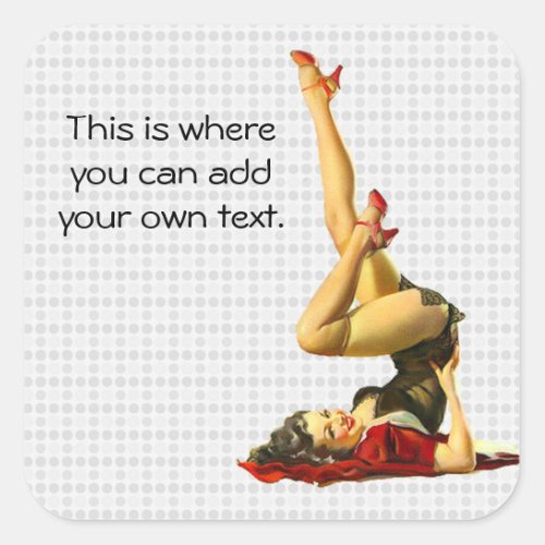 Retro Pinup Girl Square Sticker