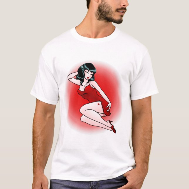 Retro Pinup Girl T-shirt 50's Lady T-shirt (Front)