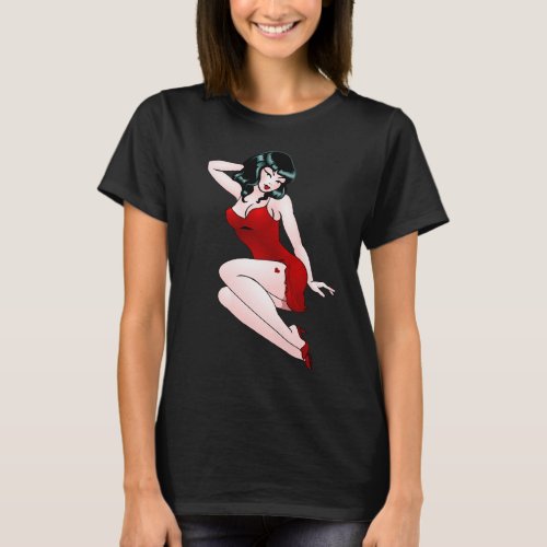 Retro Pinup Girl T_shirt 50s Pinup Ladies Shirt