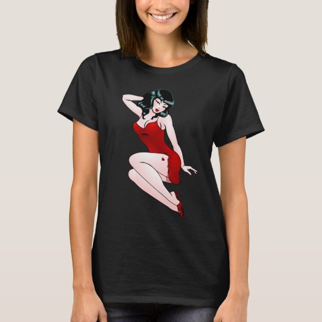 Retro Pinup Girl T-shirt 50's Pinup Ladies Shirt (Front)