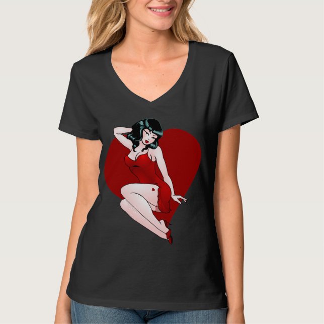 Retro Pinup Girl T-shirt 50s Pinup Lady's T-shirt (Front)