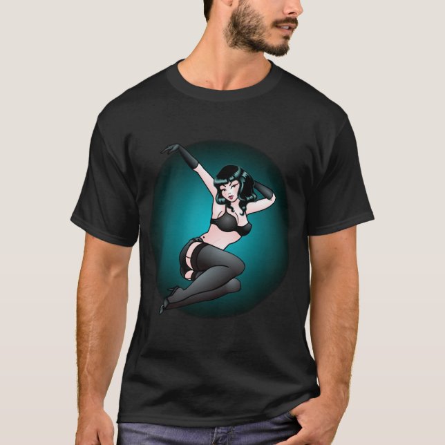 Retro Pinup Girl T-shirt 50's Pinup T-shirt (Front)