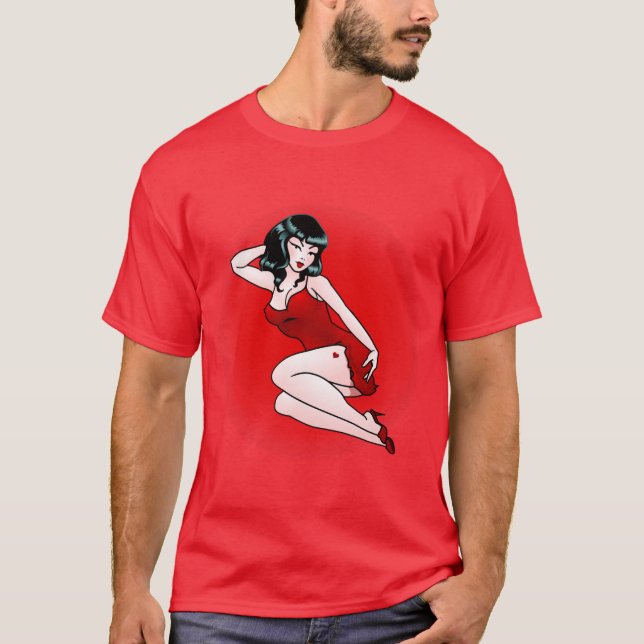 Retro Pinup Girl T-shirt 50's Pop Art T-shirt (Front)