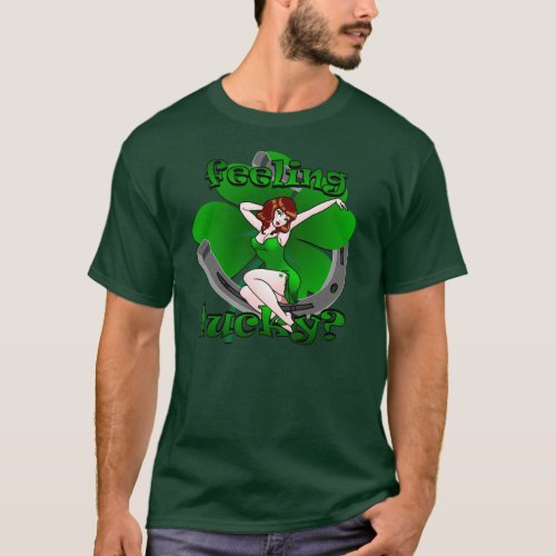 Retro Pinup Girl T_shirt Lucky Irish Pinup Shirt