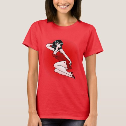 Retro Pinup Girl T_shirt Tattoo Lady T_shirt