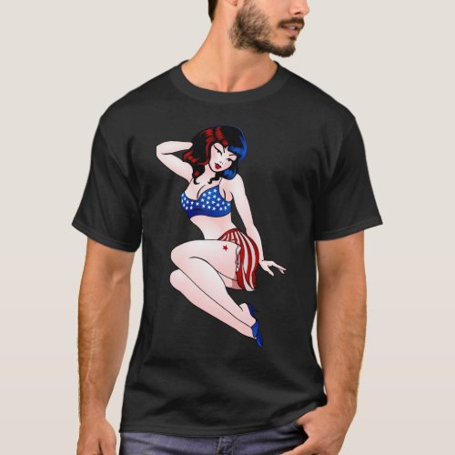 Retro Pinup Girl T_shirt USA Pinup Shirts  Gifts