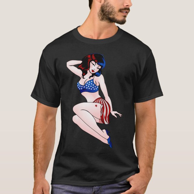 Retro Pinup Girl T-shirt USA Pinup Shirts & Gifts (Front)