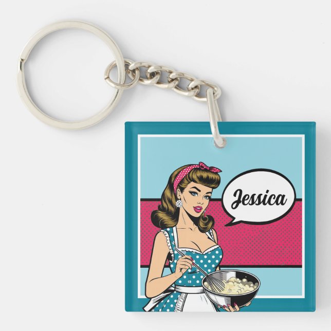 Retro Pinup_ Hey Darlin Keychain (Front)