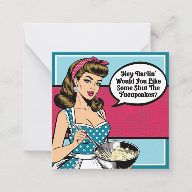 Retro Pinup_ Hey Darlin Note Card (Front)