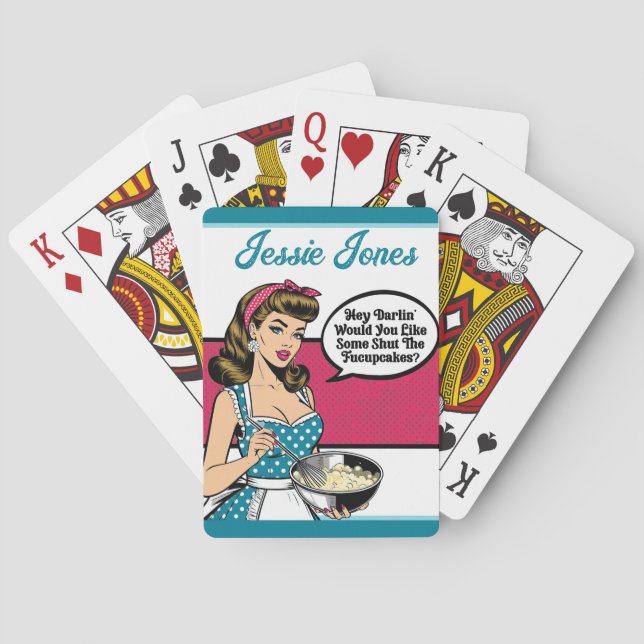 Retro Pinup_ Hey Darlin Poker Cards (Back)