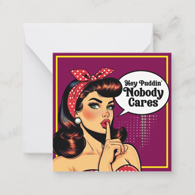 Retro Pinup_ Hey Pudding Note Card (Front)