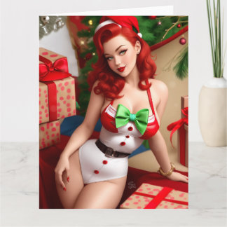 Retro Pinup Holiday Greeting Card