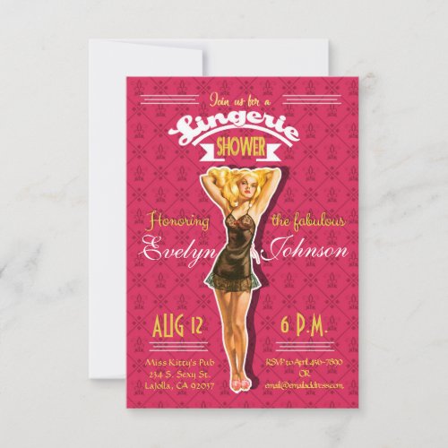 Retro Pinup Lingerie Bachelorette Party Invitation