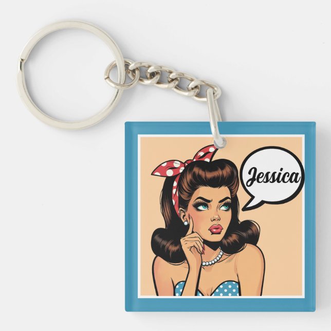 Retro Pinup_ My Dear Keychain (Front)