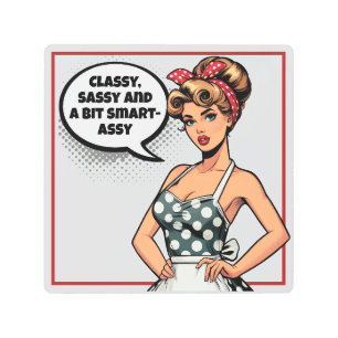 Retro Pinup_ Smart Assy Metal Print