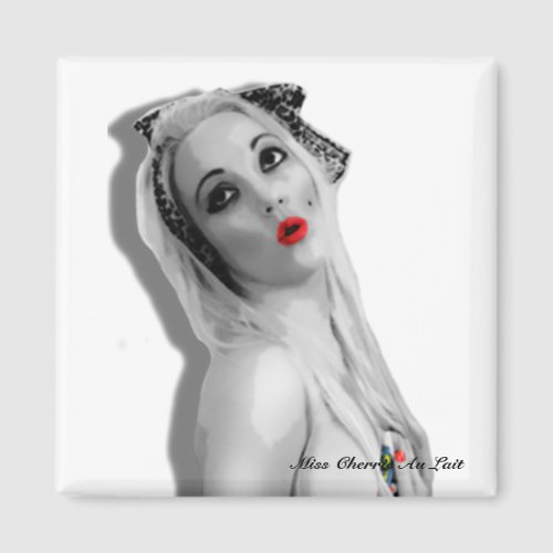 Retro Pinup Vintage Blond Glamor Girl White Magnet