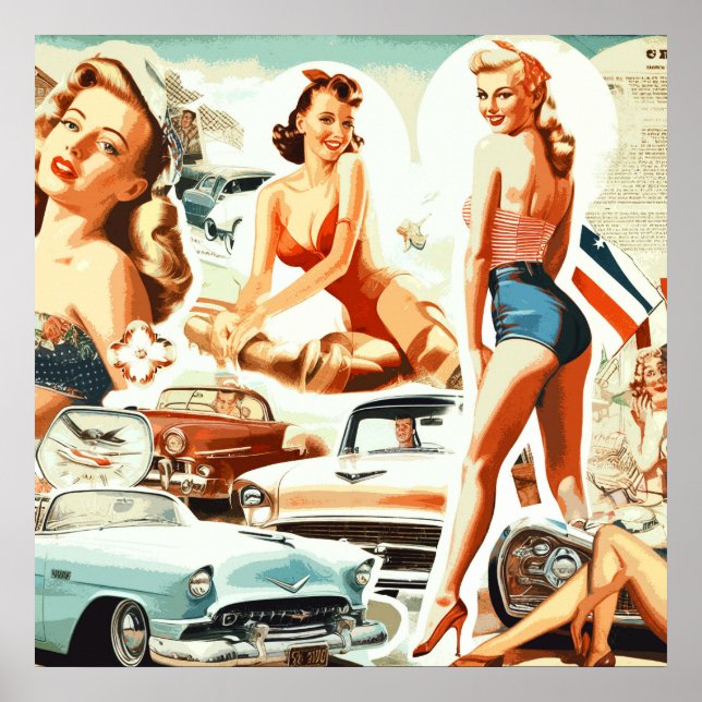 Retro Pinups Collage Poster (Front)