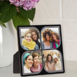 Retro Pinwheel Flower Petal 4 Photo Collage Black Plaque<br><div class="desc">Stylish photo display in black and gray with retro pinwheel style photo collage. The photo template is set up for you to add 4 of your favorite photos, which are automatically displayed in the flower petal shapes. If you have any problem with picture placement, try cropping your photo to a...</div>
