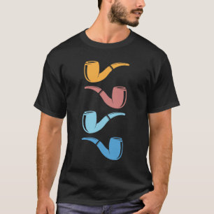 Retro Pipe Smoking Colorful Pipes Smoker T-Shirt