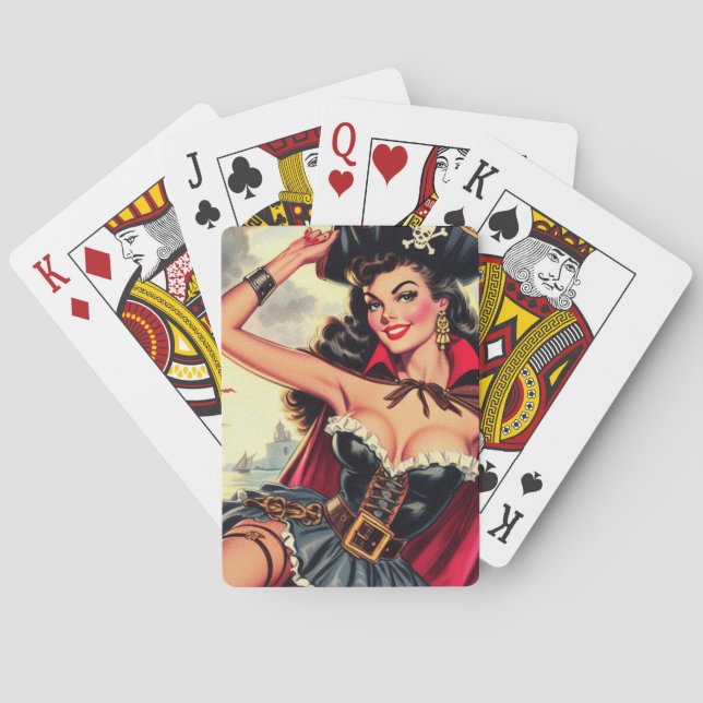 Retro Pirate Pin Up Poker Cards (Back)