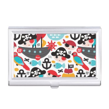 Retro Pirates Illustration Sailing Business Card Case by boutiquey at Zazzle