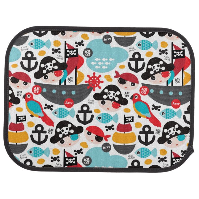 Retro pirates illustration sailing car floor mat (Rear)
