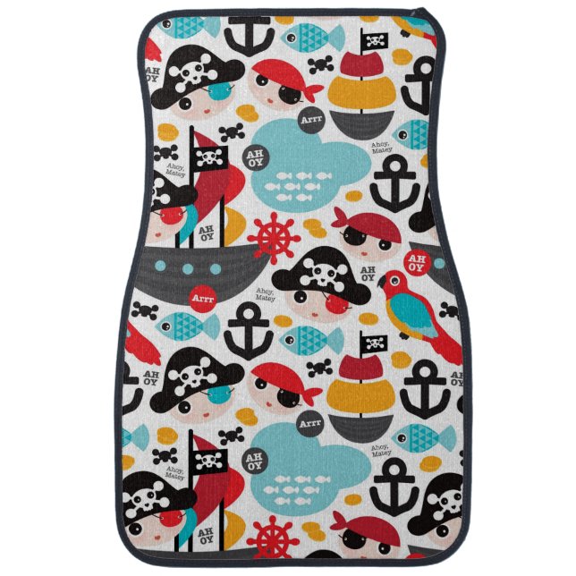 Retro pirates illustration sailing car mat (Front)