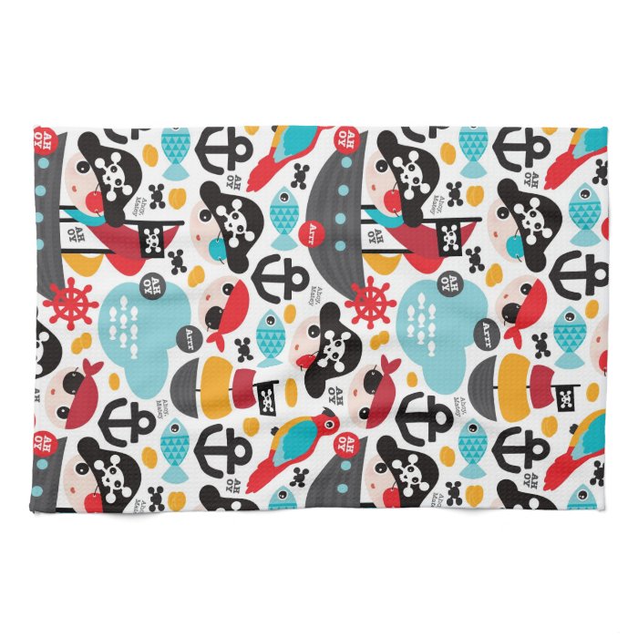 Retro pirates illustration sailing hand towel