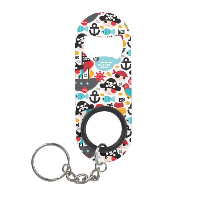 Retro pirates illustration sailing keychain bottle opener (Front)