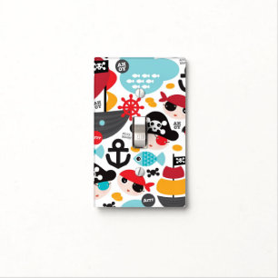 Retro pirates illustration sailing light switch cover