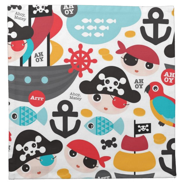 Retro pirates illustration sailing napkin (Front)