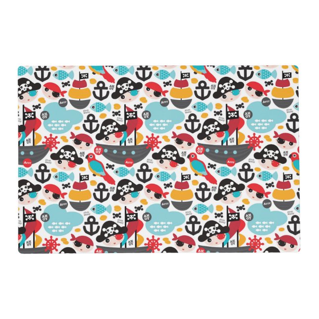 Retro pirates illustration sailing placemat (Front)
