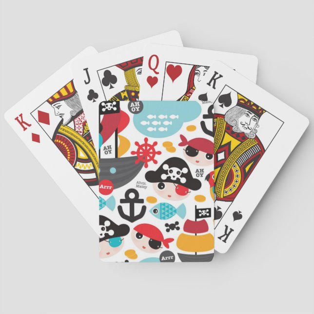 Retro pirates illustration sailing poker cards (Back)