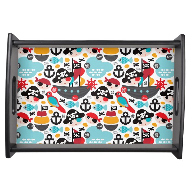 Retro pirates illustration sailing serving tray (Front)