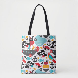Retro pirates illustration sailing tote bag