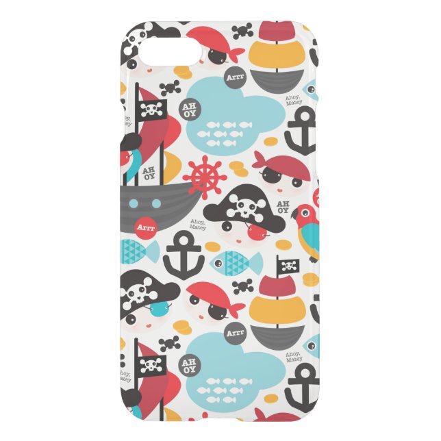 Retro pirates illustration sailing uncommon iPhone case (Back)