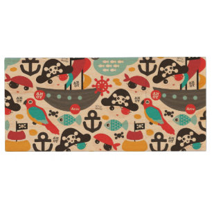 Retro pirates illustration sailing wood flash drive