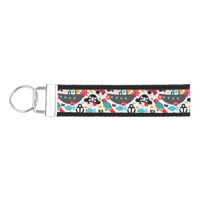 Retro pirates illustration sailing wrist keychain (Keys on Left)